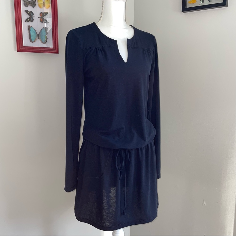 LOLË Beach Coverup Dress Tie Waist Long Sleeve Swim Yoga Sustainably Made Medium